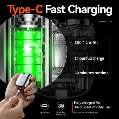 🎁Hot Sale🔋 Mini double-ended shaver! 0.1mm Knife Mesh 7500 rpm motor