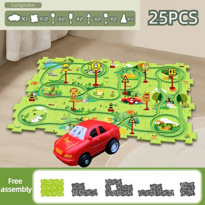 🎁[Best Gift For Kid]🚗Children's Educational Puzzle Track Car Play Set