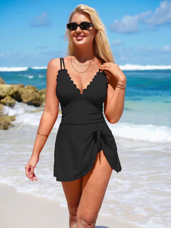 🏖️LAST DAY SALE 49% OFF🔥Your Go-To Tummy Control Swim Dress 🌞 | Flattering One-Piece with Tie Waist & Skirt 🩱🌊