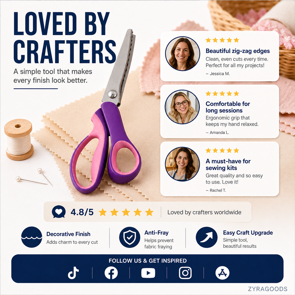 Multipurpose Pinking Shears Serrated Scissors