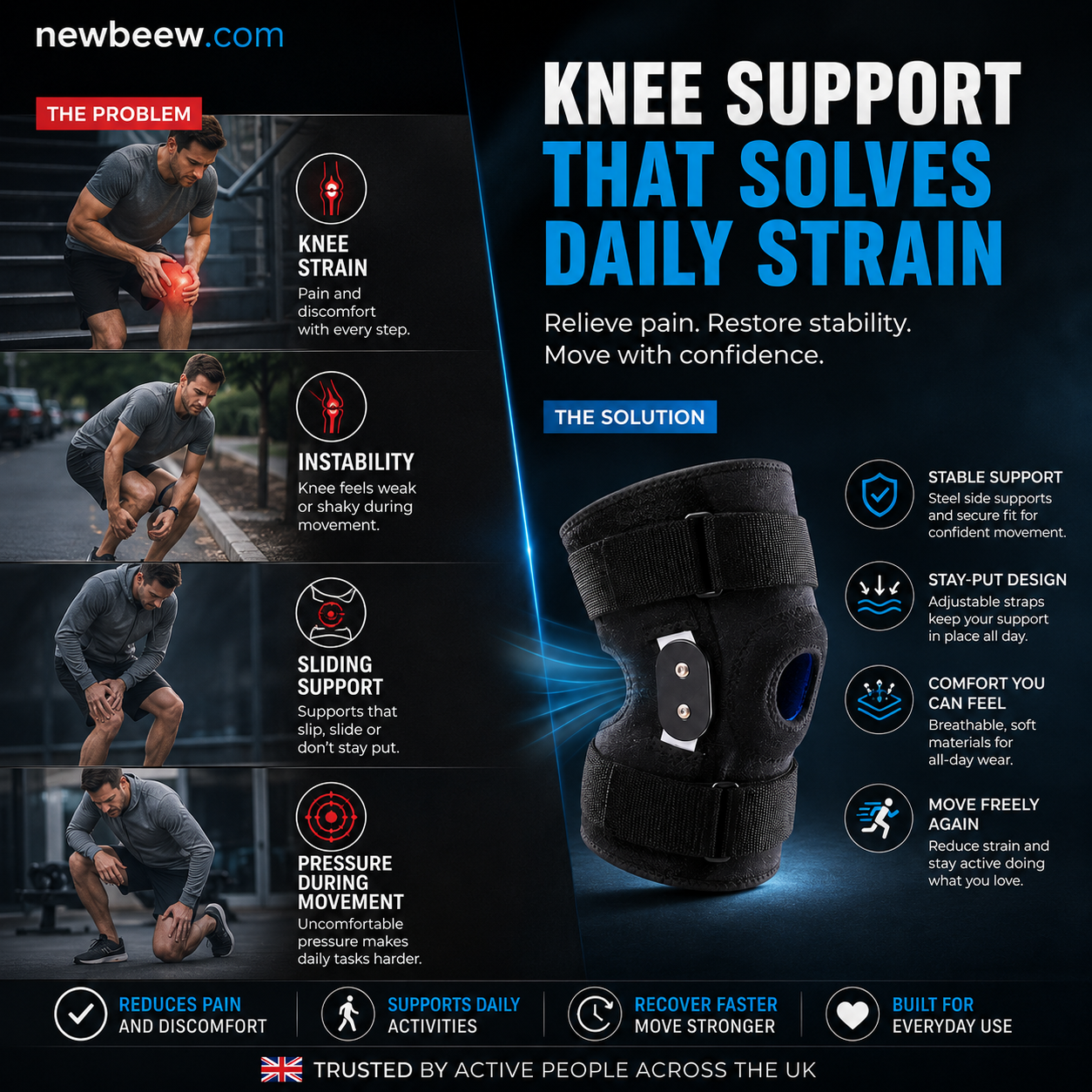 Breathable Adjustable Knee Support Brace