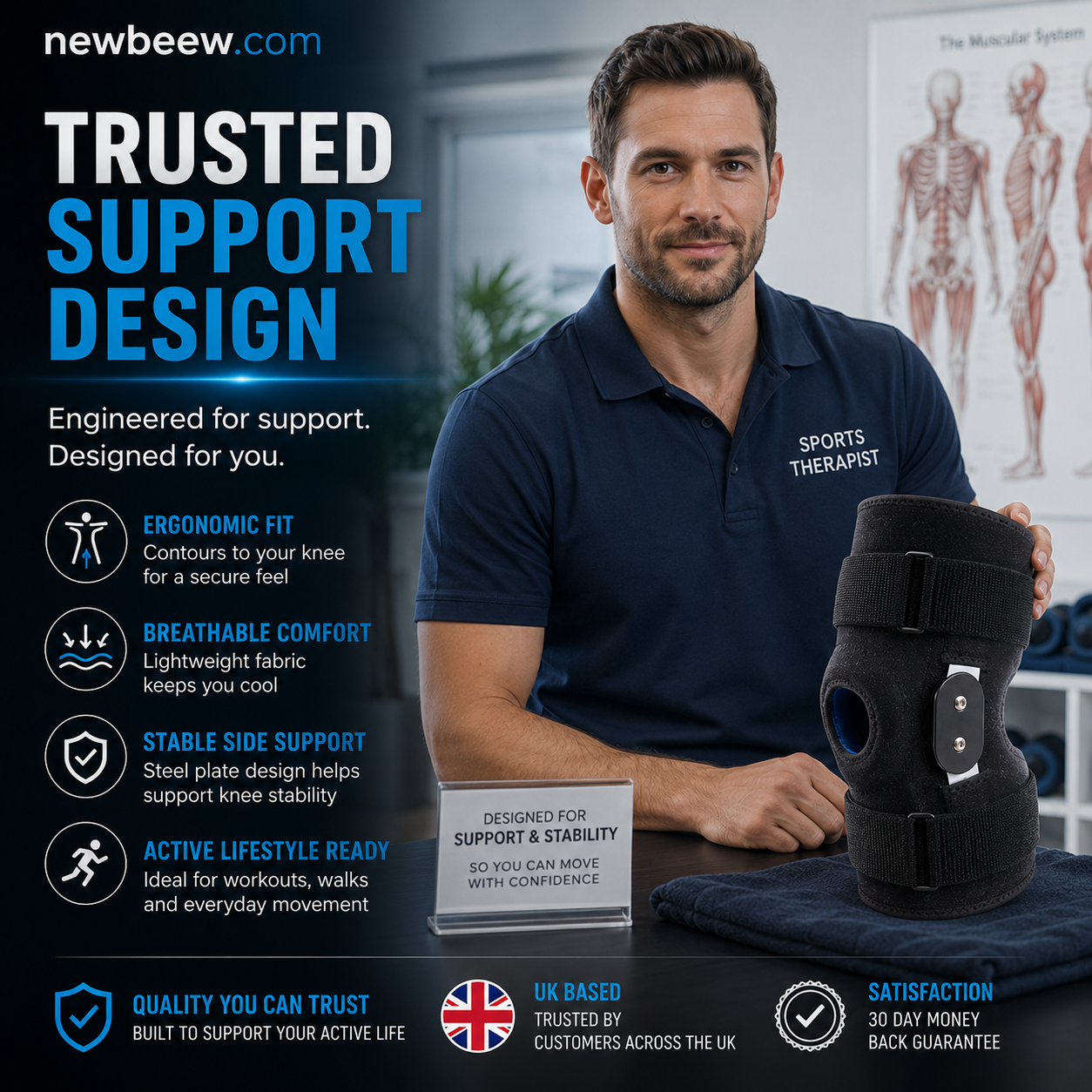 Breathable Adjustable Knee Support Brace