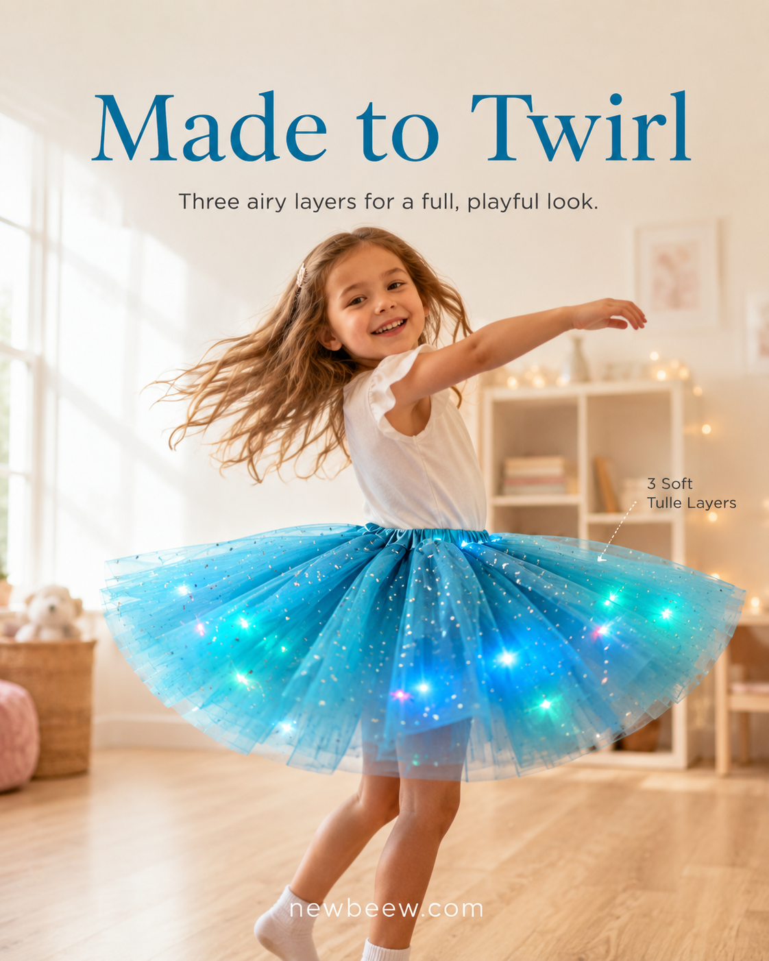 🎁LED Light Up Sequin Tutu Skirt Star Mesh Princess Skirt for Girls and Adults