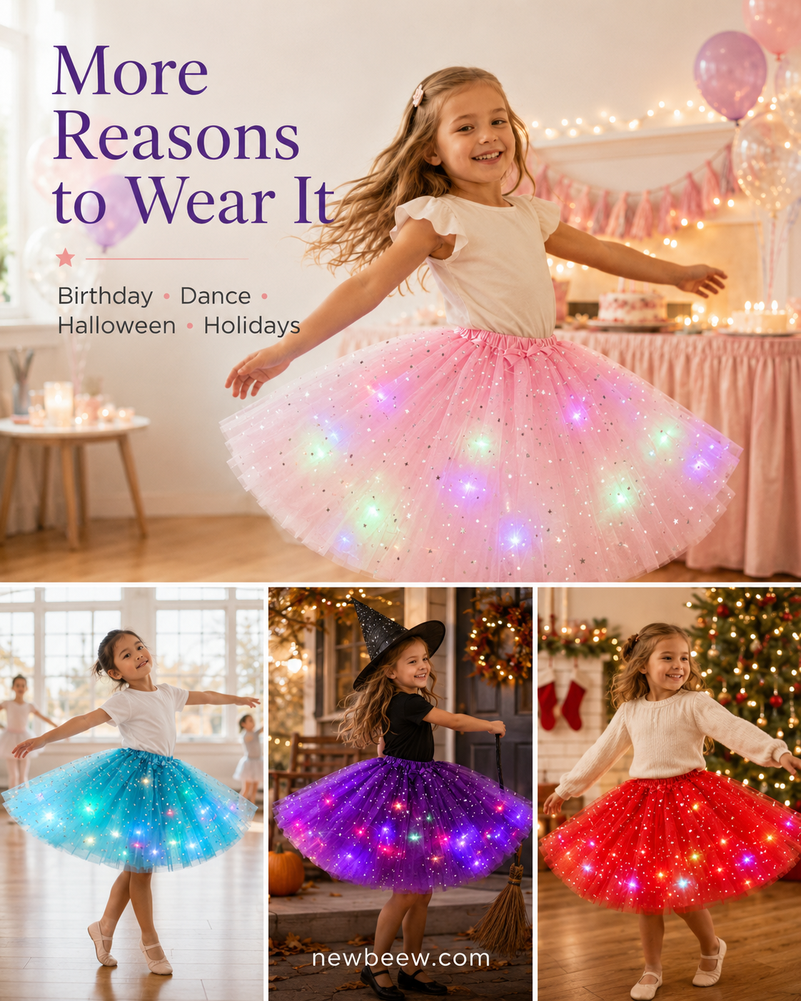 🎁LED Light Up Sequin Tutu Skirt Star Mesh Princess Skirt for Girls and Adults