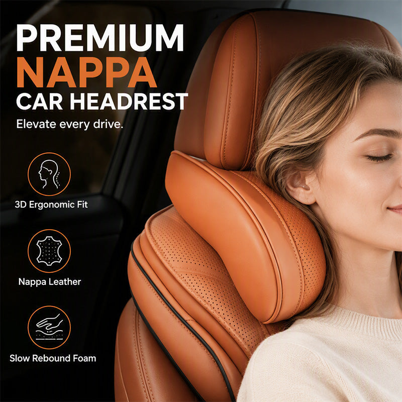 🚗 Ergonomic Memory Foam Car Headrest Pillow – Luxury PU Leather Neck Support Cushion