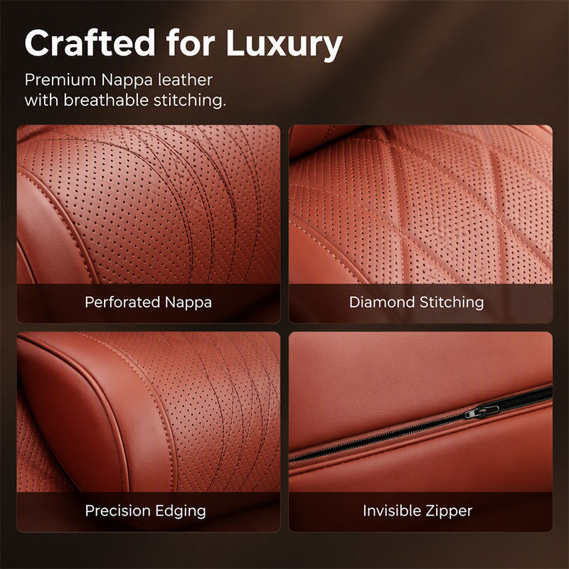🚗 Ergonomic Memory Foam Car Headrest Pillow – Luxury PU Leather Neck Support Cushion