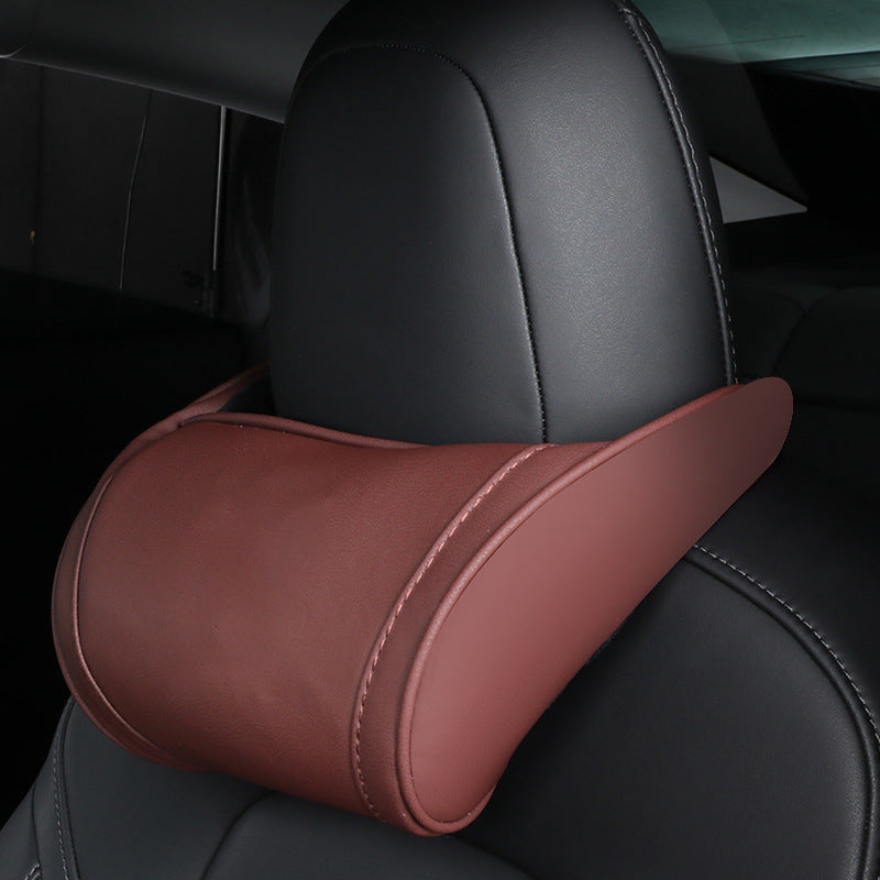 🚗 Ergonomic Memory Foam Car Headrest Pillow – Luxury PU Leather Neck Support Cushion