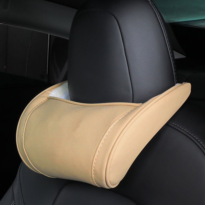 🚗 Ergonomic Memory Foam Car Headrest Pillow – Luxury PU Leather Neck Support Cushion