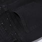 Rhinestone Embellished Slim-Fit Black Denim Jeans