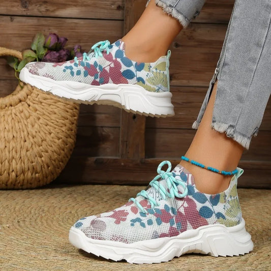 🎁Limited time 40% OFF⏳Floral Print Lace-up Breathable Orthopedic Sneakers