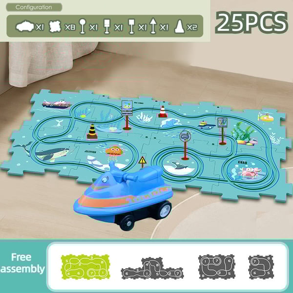 🎁[Best Gift For Kid]🚗Children's Educational Puzzle Track Car Play Set