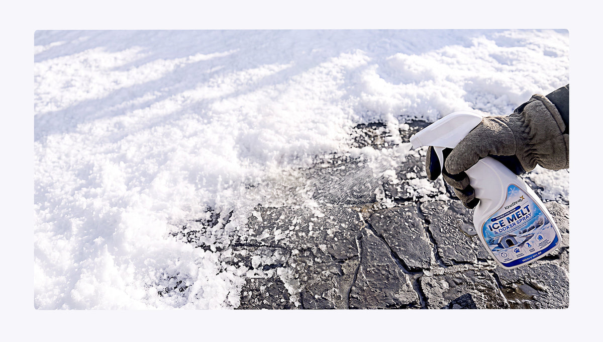Spray applied to an icy outdoor surface