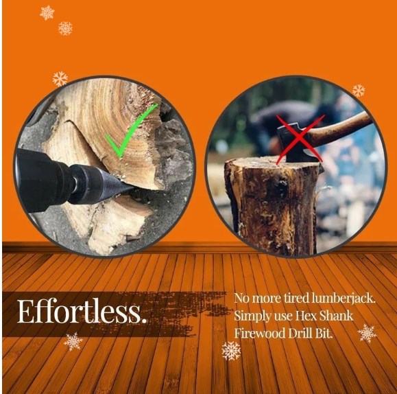 ✨【Hex Shank Firewood Drill Bit - Time-Saving Wood Splitting Essential】✨