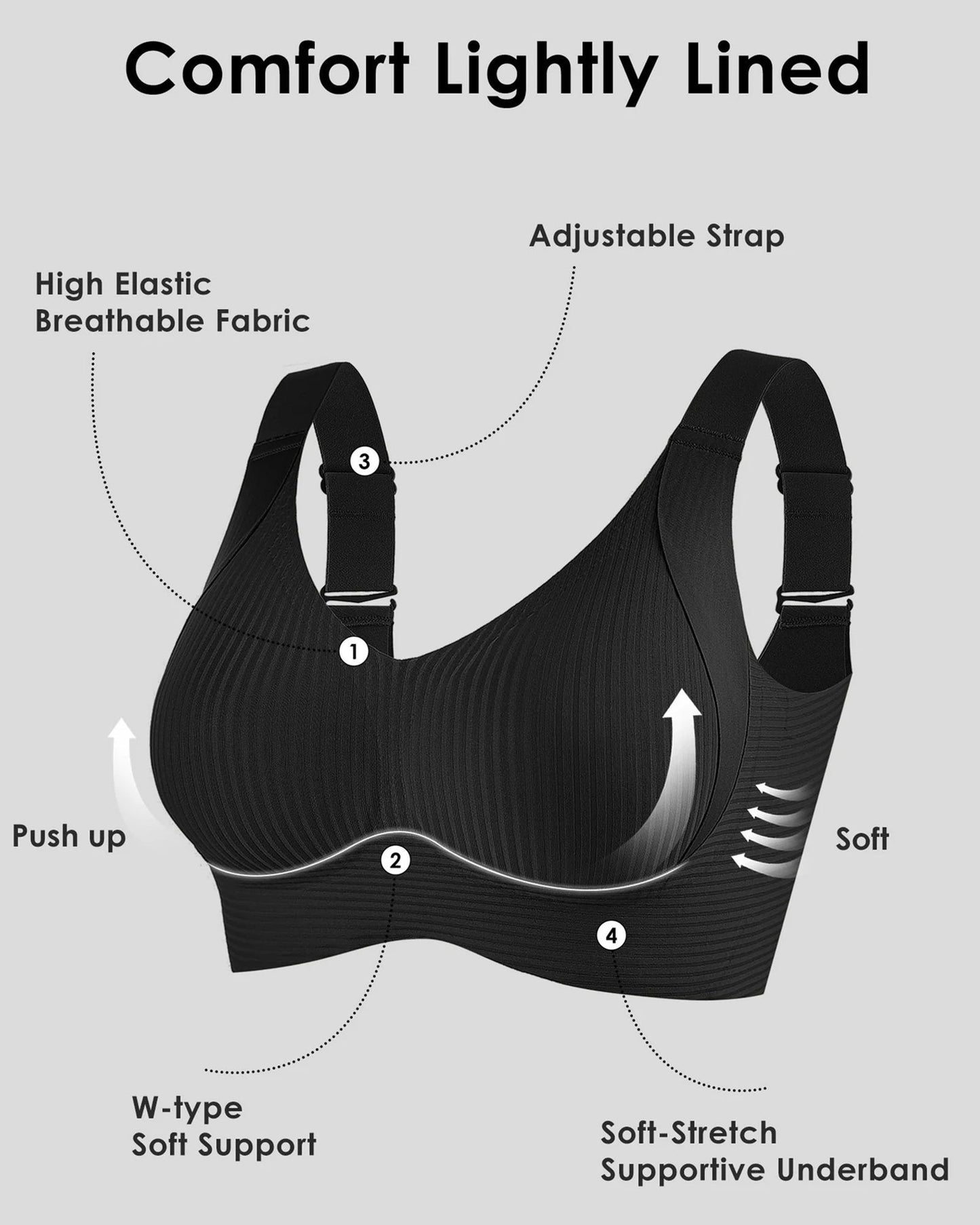 🎁2026 HOT SALE 50% Off💕Subtle Striped Seamless Bra with W-Support – Comfort & Style!