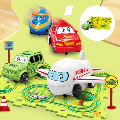 🎁[Best Gift For Kid]🚗Children's Educational Puzzle Track Car Play Set