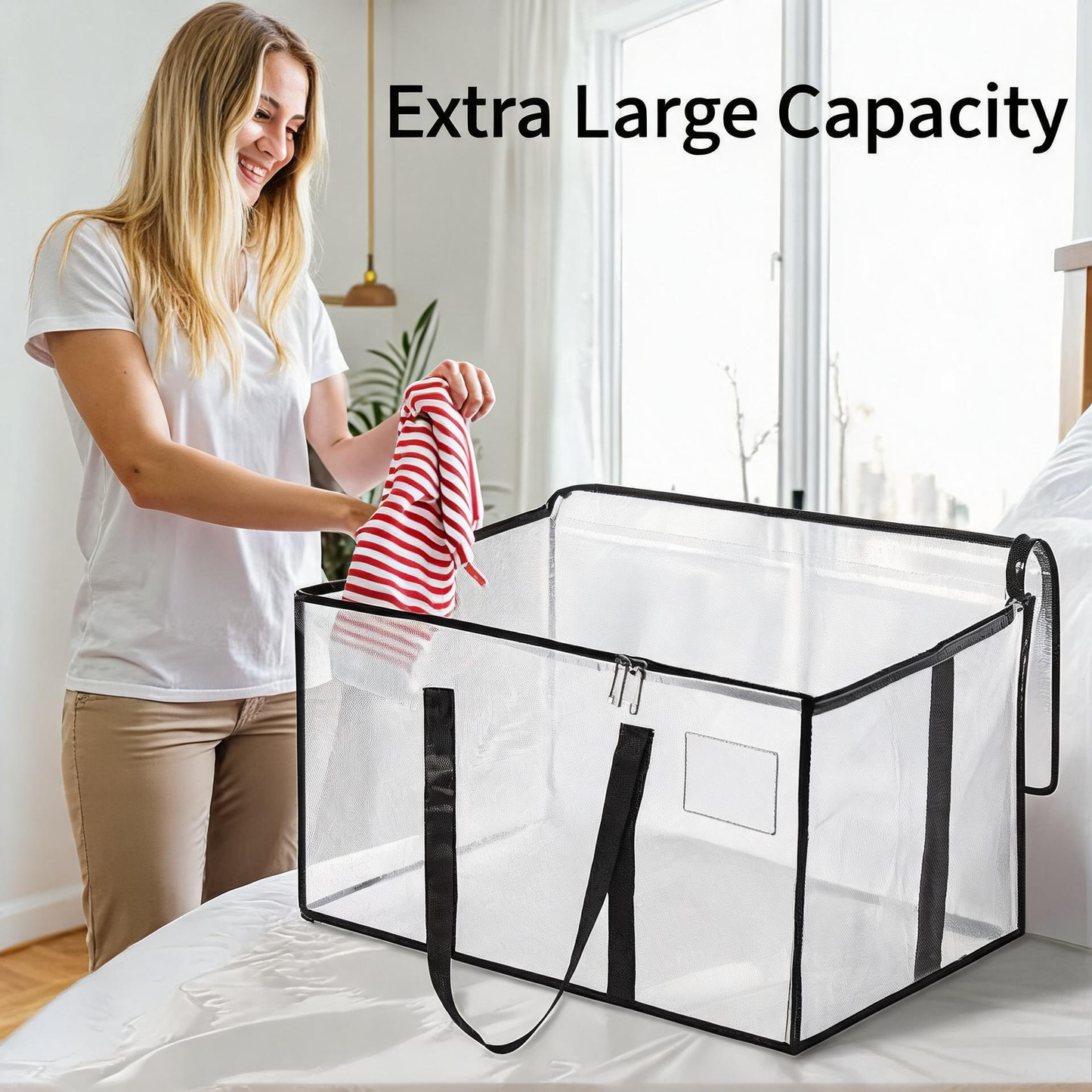 🎁 Transparent Fabric Storage Box | Foldable Closet Organizer – Perfect for Clothes, Toys, Blankets & More! 🧸👕📦