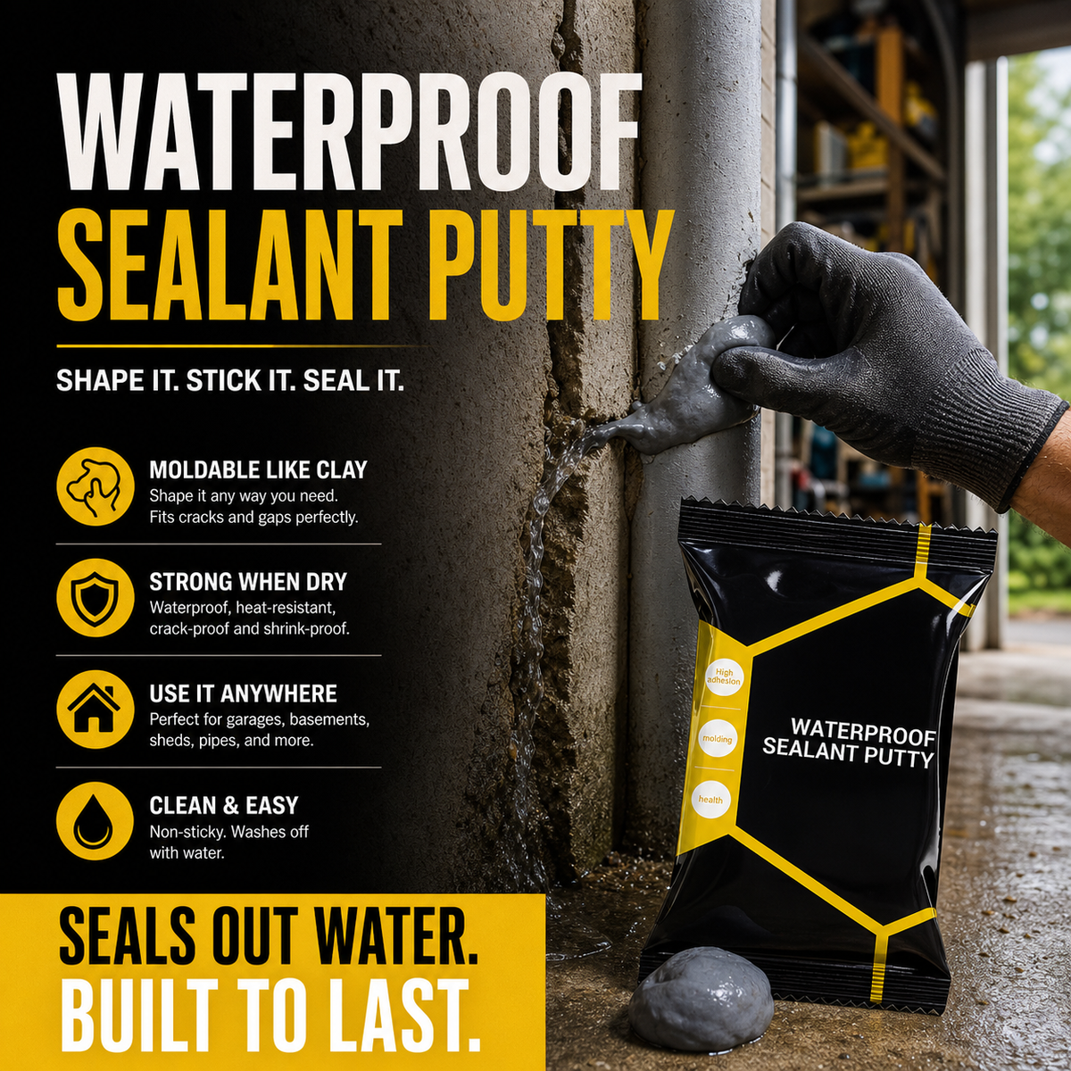 🔧 LIMITED-TIME 50% OFF! ✨ Waterproof Sealant Putty – Moldable, Tight, Long-lasting ✨