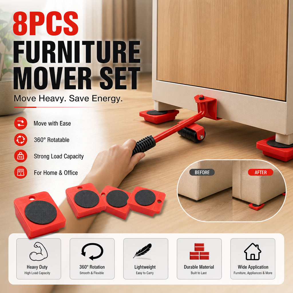 🎁2026 New Arrivals 50% OFF💥Furniture Moving System – lift & slide up to 800 lbs, 360° rotation, floor-friendly pads. Move heavy furniture easily by yourself! 🛡️💪