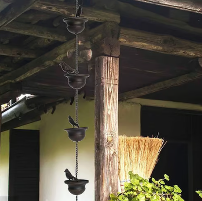 🔥Limited Time Sale 49% OFF🔥Where Rain Meets Art – Decorative Rain Chain with Bird Bath Design