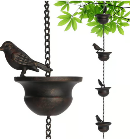 🔥Limited Time Sale 49% OFF🔥Where Rain Meets Art – Decorative Rain Chain with Bird Bath Design