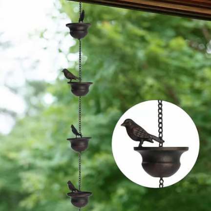 🔥Limited Time Sale 49% OFF🔥Where Rain Meets Art – Decorative Rain Chain with Bird Bath Design