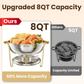 NEWBEEW 8QT Gold Chafing Dishes for Buffet with Glass Lid , Round Chafers and Buffet Warmers Set with Mirror-Polished Stainless Steel, Rolled Rim, Stackable, Lid Holder for Parties, Weddings, Easter, Gatherings (2/4 Pack）