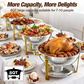 NEWBEEW 8QT Gold Chafing Dishes for Buffet with Glass Lid , Round Chafers and Buffet Warmers Set with Mirror-Polished Stainless Steel, Rolled Rim, Stackable, Lid Holder for Parties, Weddings, Easter, Gatherings (2/4 Pack）