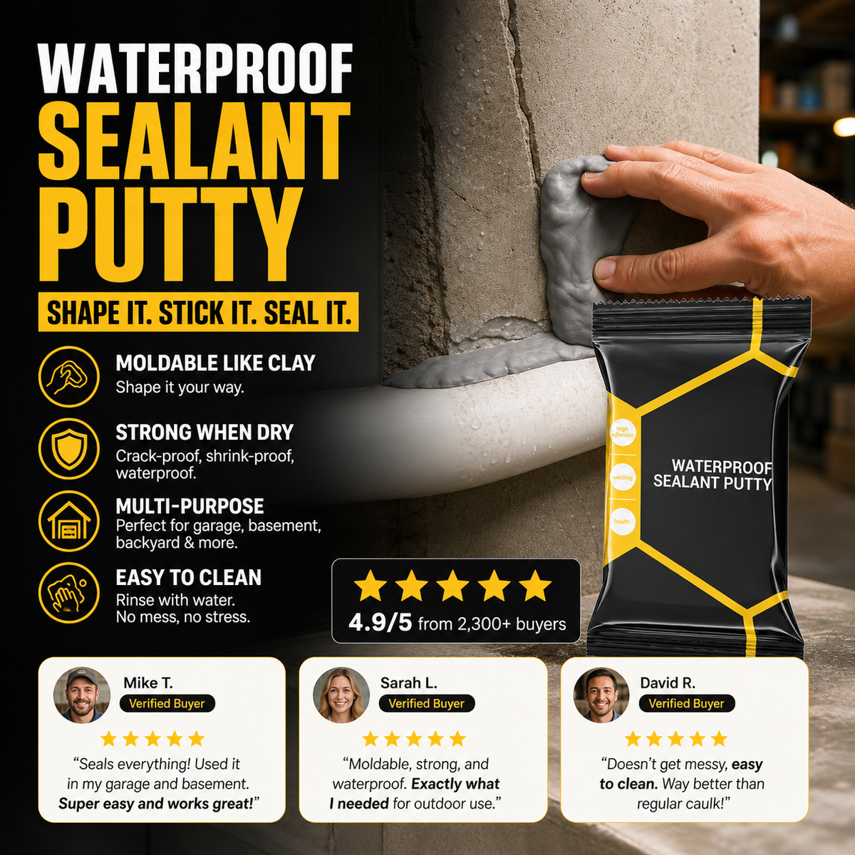 🔧 LIMITED-TIME 50% OFF! ✨ Waterproof Sealant Putty – Moldable, Tight, Long-lasting ✨