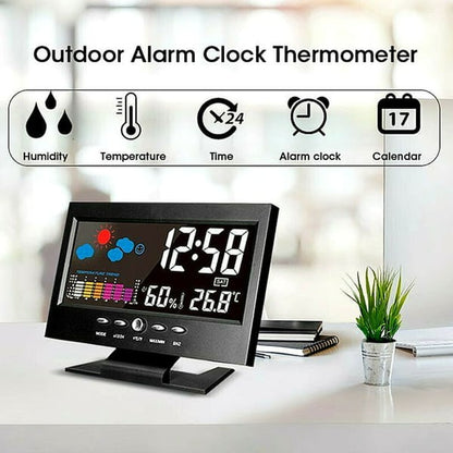 🔥Digital LED Temperature Humidity Monitor Weather Forecast LED Table Alarm Clock