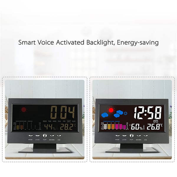 🔥Digital LED Temperature Humidity Monitor Weather Forecast LED Table Alarm Clock
