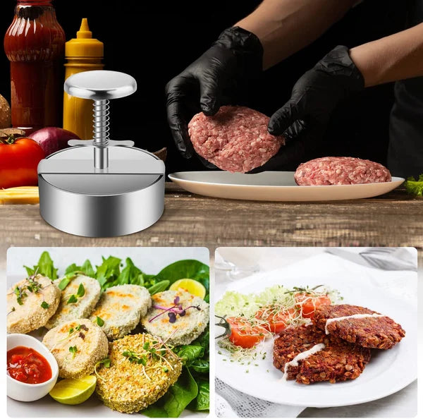 ⏳Time-Limited Special⏰Manual Meat Press for Burger Patties – 304 Stainless Steel, Dishwasher Safe & Non-Stick ✨