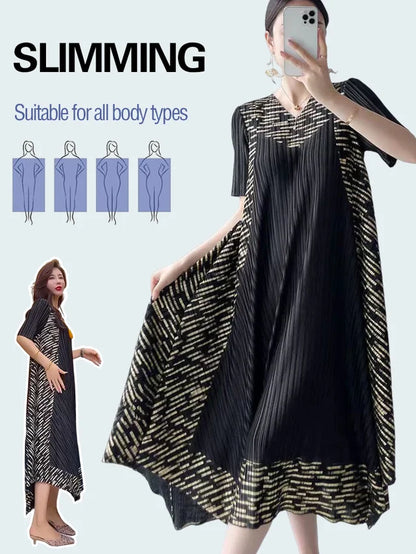 🎁Limited Time 40% OFF⏳Miyake Vintage Print Pleated Dress🌸