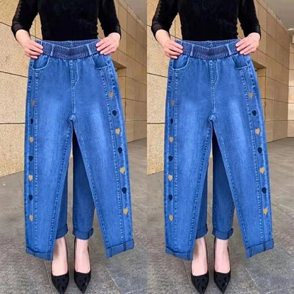 🎁Hot Sale 40% OFF⏳Women's High Stretch Heart Pattern Embroidered Jeans