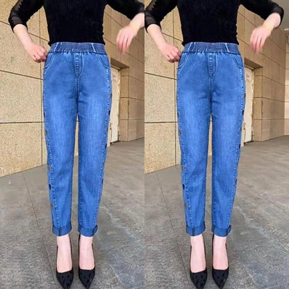 🎁Hot Sale 40% OFF⏳Women's High Stretch Heart Pattern Embroidered Jeans