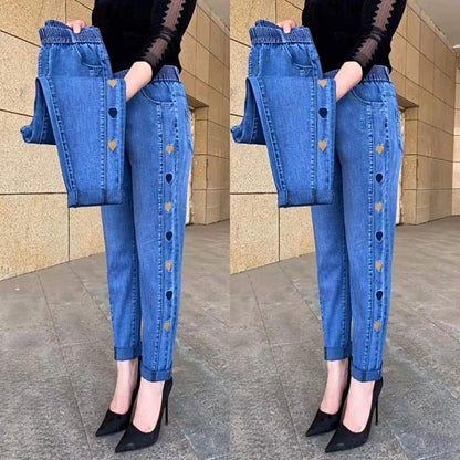 🎁Hot Sale 40% OFF⏳Women's High Stretch Heart Pattern Embroidered Jeans