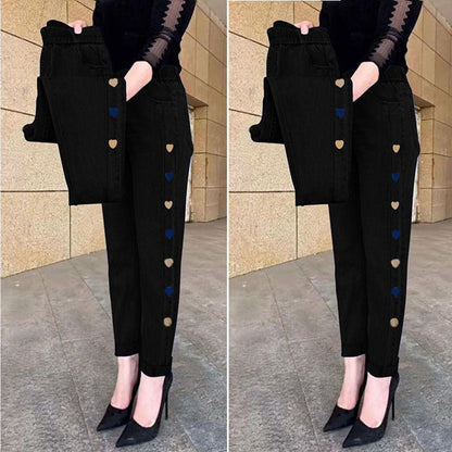 🎁Hot Sale 40% OFF⏳Women's High Stretch Heart Pattern Embroidered Jeans