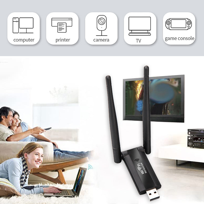 📶 BUY 2 GET 1 FREE! ✨ USB WiFi Booster - Dual Antenna Technology for Enhanced Home/Office Network Coverage with Easy Setup 🏠🚀