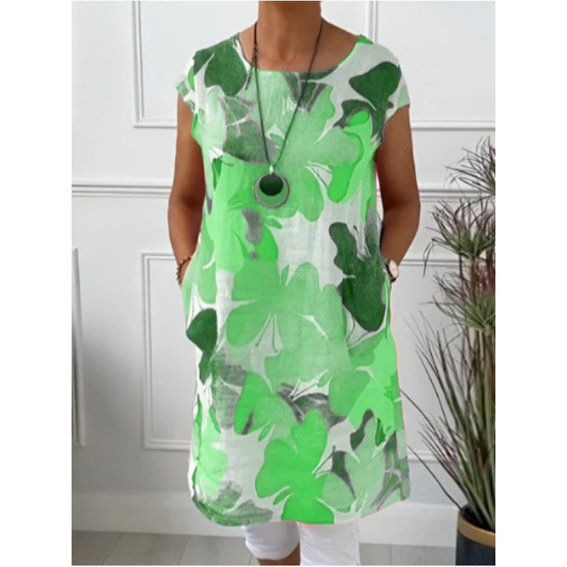 🔥 50% OFF 👗 Butterfly Print Knee-Length Dress – Whimsical Breeze, All-Day Ease ✨