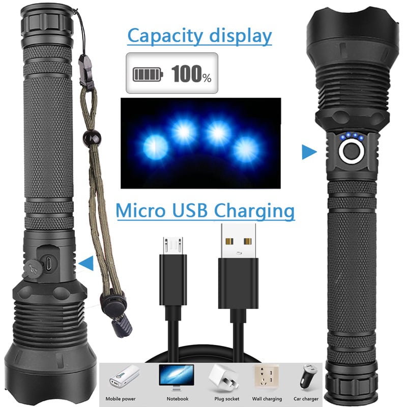 🔦20000 Lumen Tactical Flashlight-Extreme Beam & Power Bank Function⚡