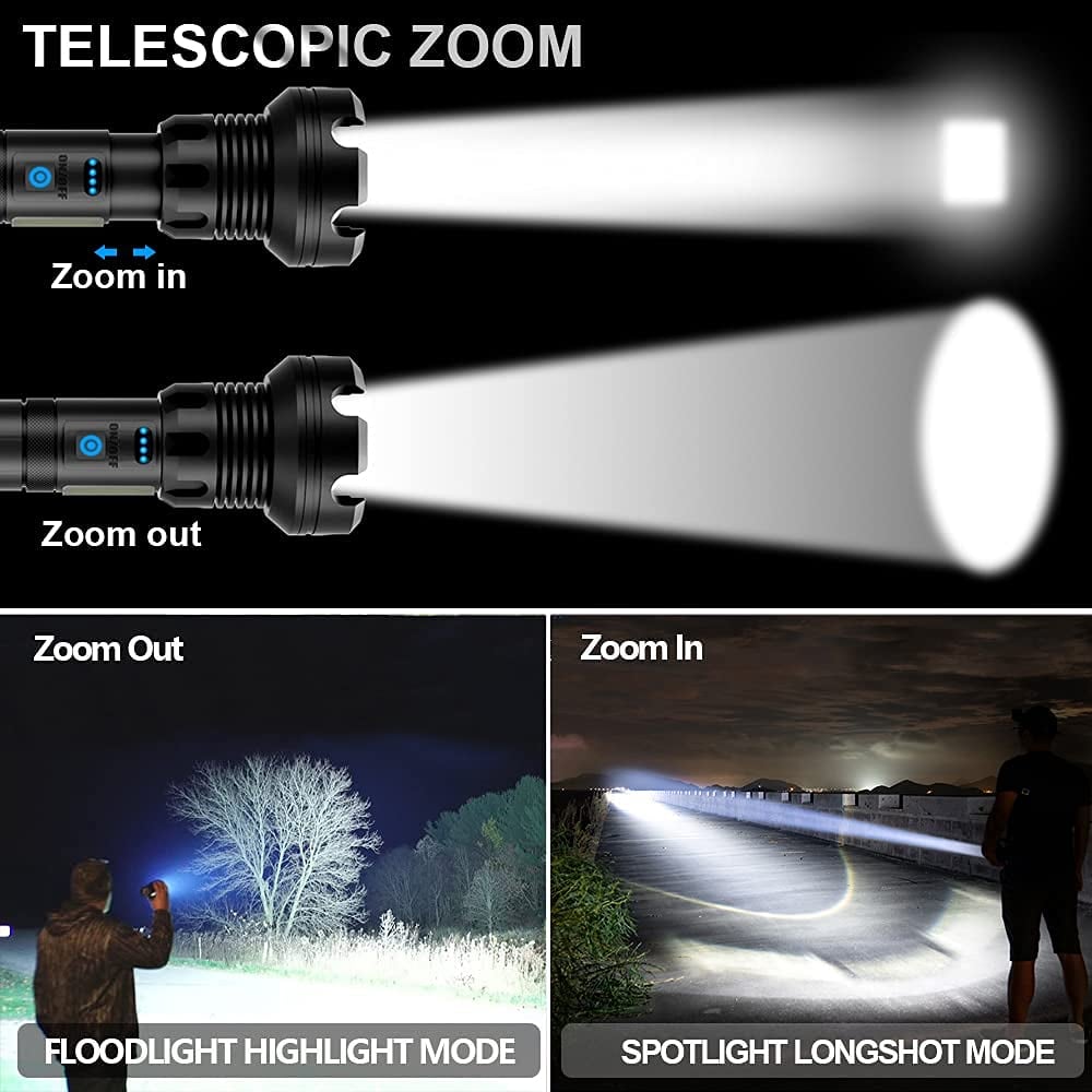 🔦20000 Lumen Tactical Flashlight-Extreme Beam & Power Bank Function⚡
