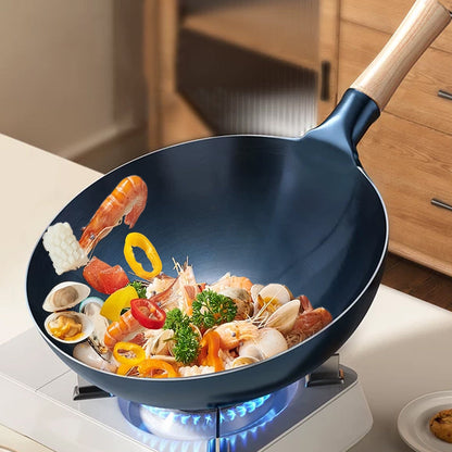 Uncoated Non-Stick Iron Wok