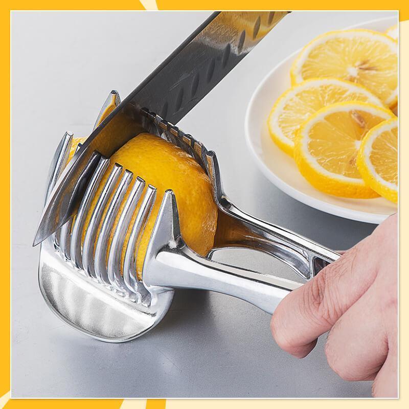 🍋50% OFF NOW! Creative Kitchen Slice Cutting Tool, Food‑Grade Aluminum Alloy Hand‑Held Slicer, Quick Slicing Holder for Lemon, Tomato, Onion & Soft Fruits Vegetables