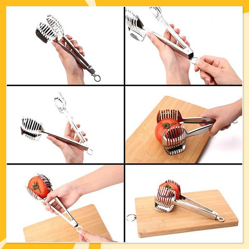 🍋50% OFF NOW! Creative Kitchen Slice Cutting Tool, Food‑Grade Aluminum Alloy Hand‑Held Slicer, Quick Slicing Holder for Lemon, Tomato, Onion & Soft Fruits Vegetables