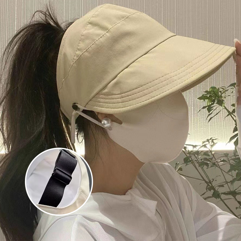🎉Summer Sun Protection Essentials👒Wide-Brimmed Half-Cap Sun Hat with Hook Closure