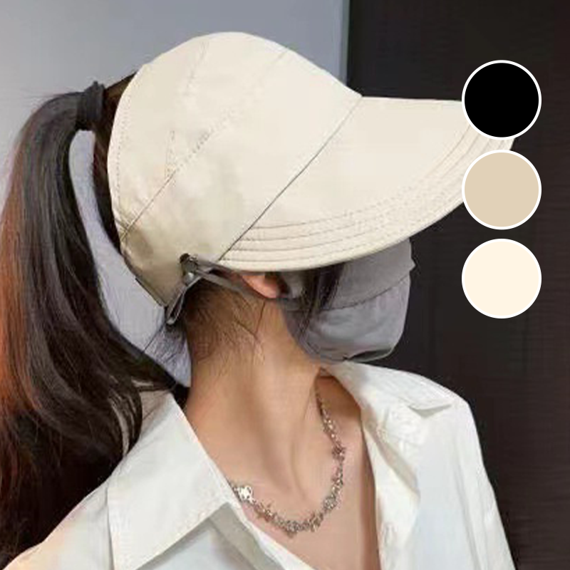 🎉Summer Sun Protection Essentials👒Wide-Brimmed Half-Cap Sun Hat with Hook Closure