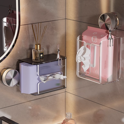 🔥Wall Mounted Suction Cup Transparent Tissue Organizer