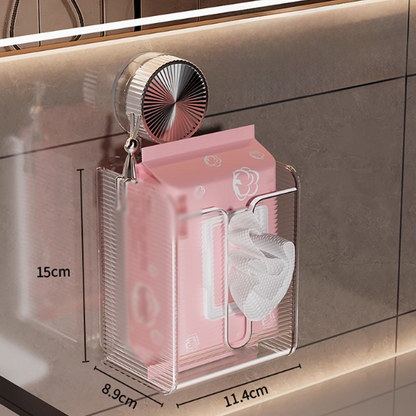 🔥Wall Mounted Suction Cup Transparent Tissue Organizer