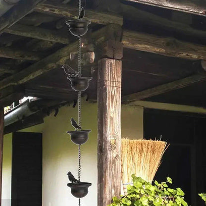 🔥Limited Time Sale 49% OFF🔥Where Rain Meets Art – Decorative Rain Chain with Bird Bath Design
