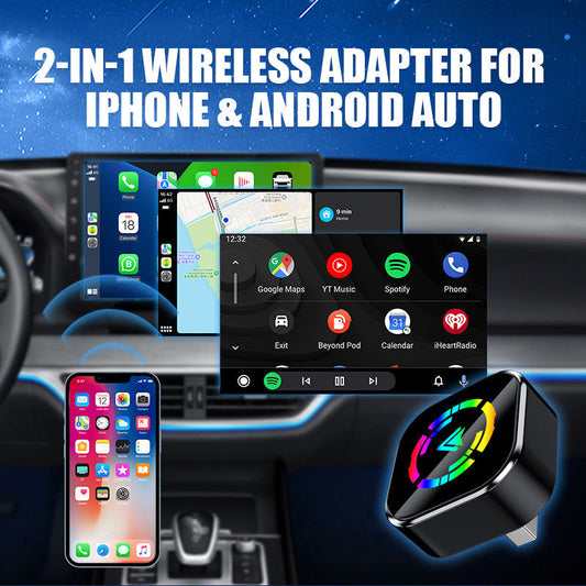 🎉Up to 50% OFF🎉2-in-1 Wireless Adapter for iPhone & Android Auto