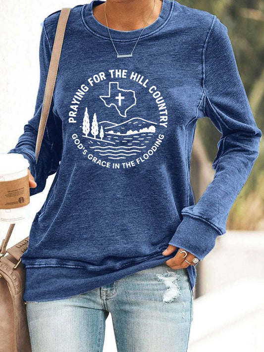 Women's Texas Strong Praying For The Hill Country Print Top